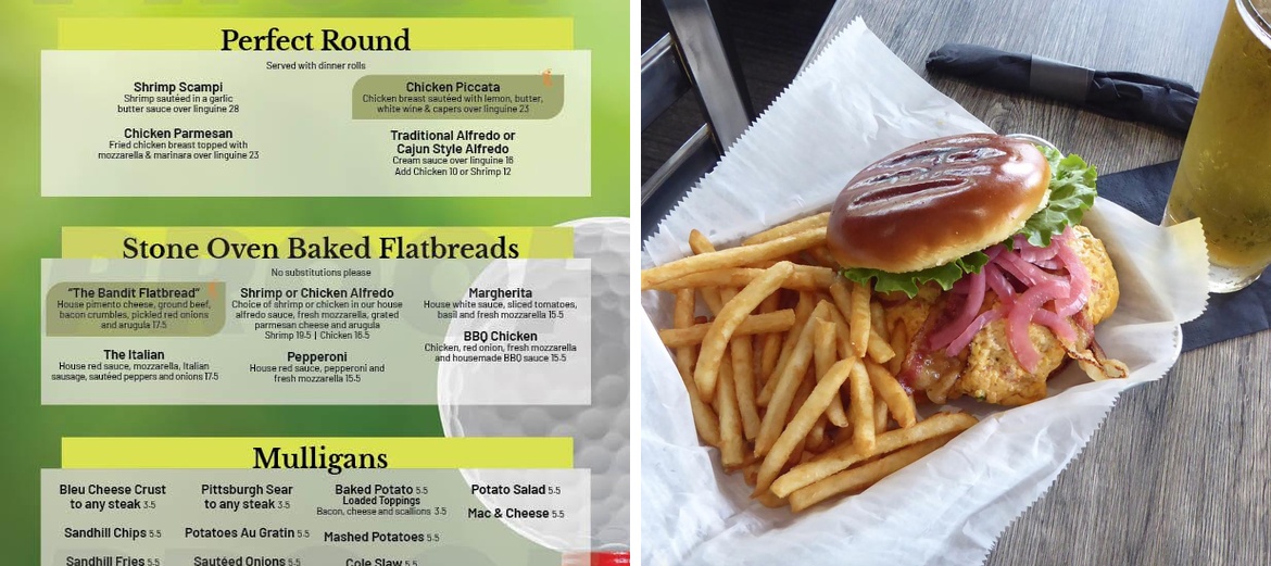 Sandhill Grill at Pinecrest Golf Course Menu