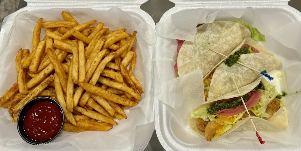 Fish Tacos with Fries