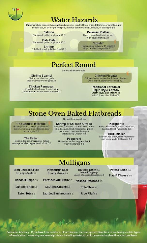 Sandhill Grill at Pinecrest Golf Course Menu image 1